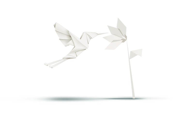 Origami bird with flower